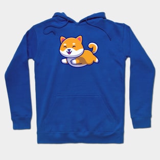 Cute Shiba Inu Dog Running Cartoon Hoodie